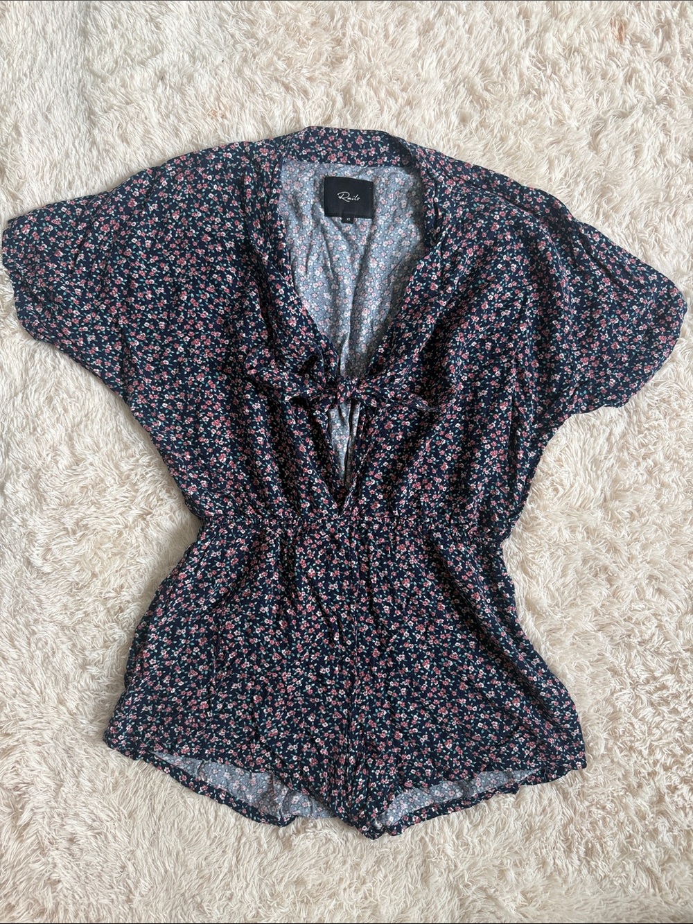 Rails Navy Floral Tie-Front Short Romper